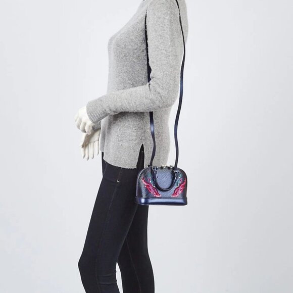 Louis Vuitton Bleu Nuit Epi Leather Sequin Flames Nano Alma Crossbody Bag - Picture 2 of 11